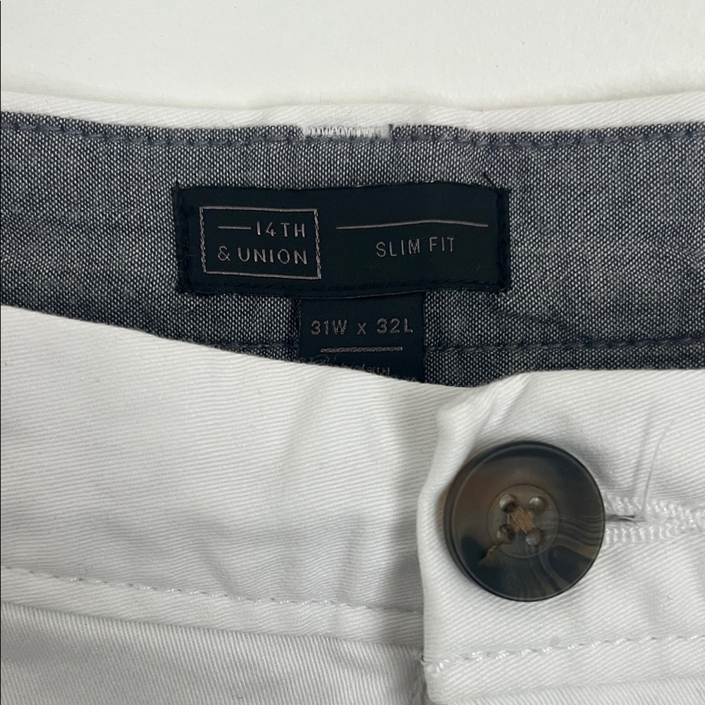 14th & Union Crisp White Slim Fit Trousers